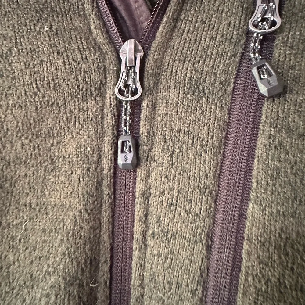 Free Country Olive Green and Black Zip Up Jacket Pockets Size Large Men’s